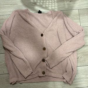 Bobeau Pink Button-Up Sweater